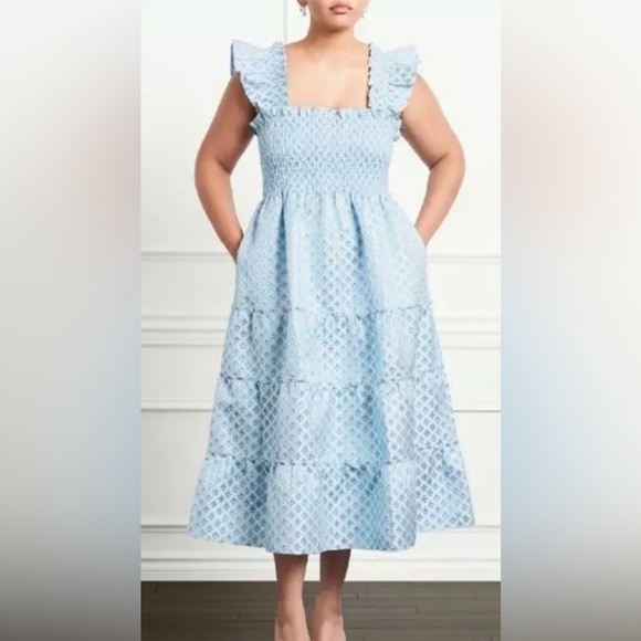 Hill House The Ellie Nap Dress
Snowflake Blue White Brocade
Women's #058 - Picture 5 of 9